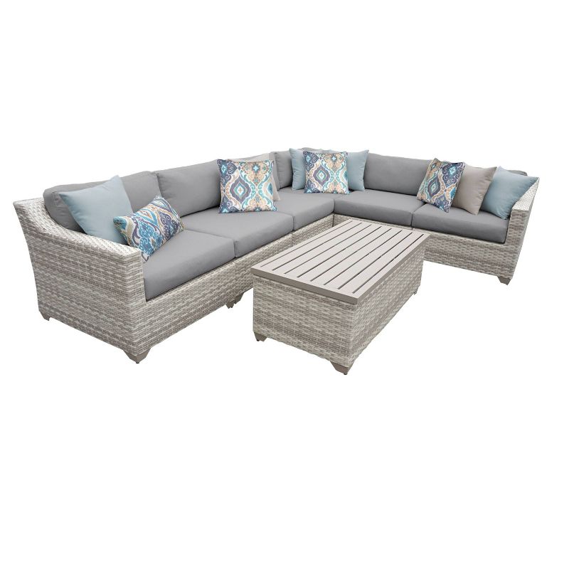 Fairmont 7pc Patio Sectional Seating Set with Cushions - Gray - TK Classics