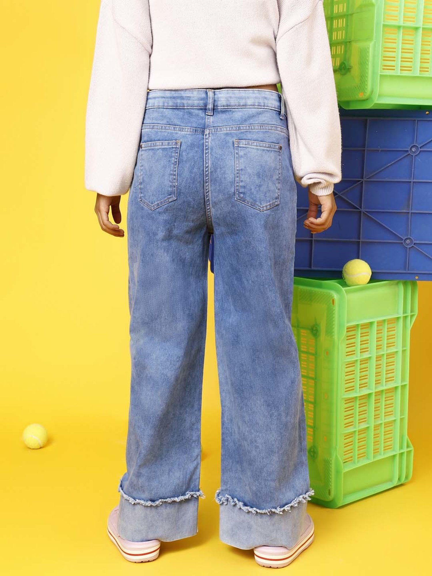 Tales & Stories Girls Blue Wide Fit Jeans