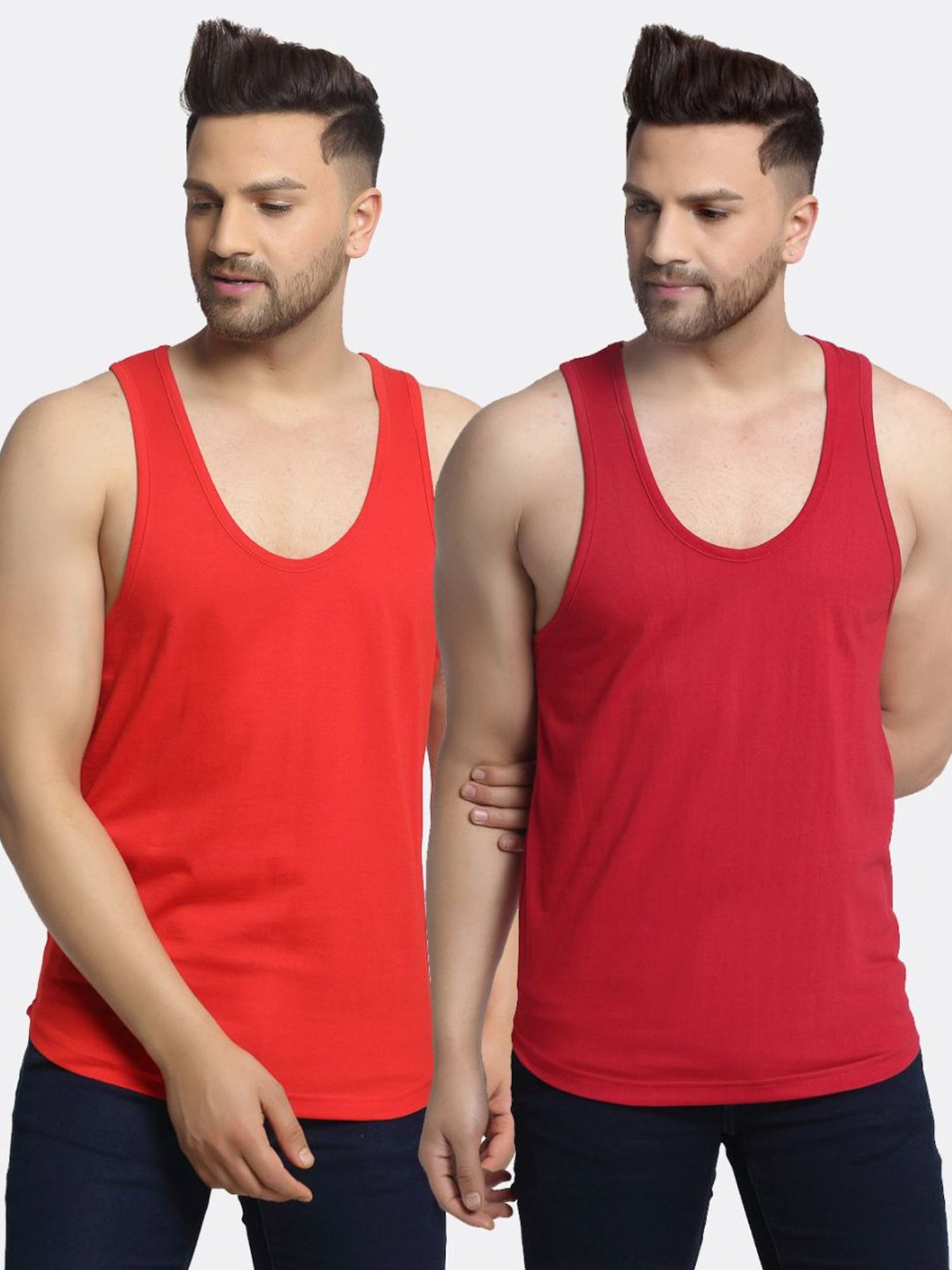 Friskers Multi Cotton Slim Fit Vest - Pack of 2