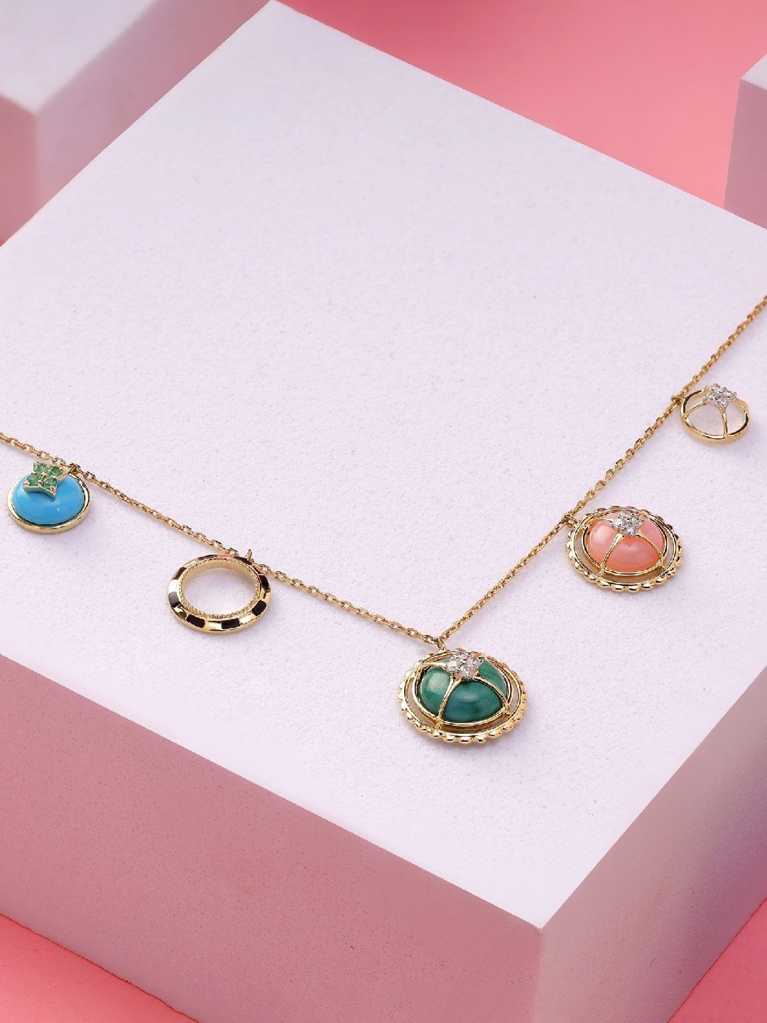 Mia by Tanishq Starship Charm 14k Gold Diamond Necklace