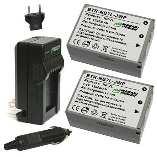 wasabi power nb7l battery 2pack and charger for canon powershot g10, g11, g12, sx30 is