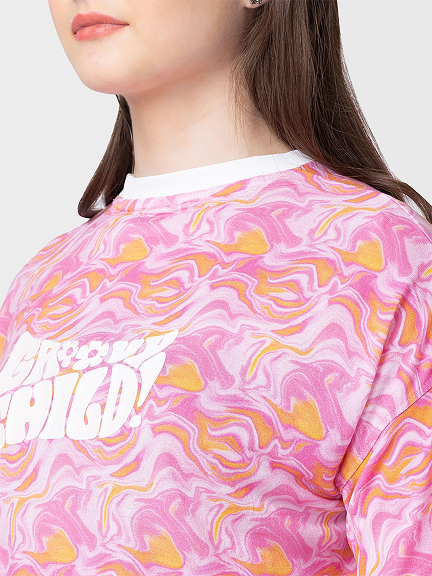 Spykar Pink Cotton Printed Top