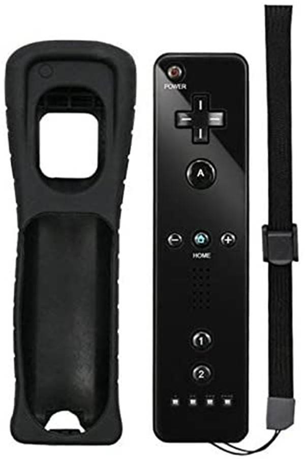 Remote Controller For Wii Nunchuck Remote Game Controller with Silicone Case and Wrist Strap for Nintendo Wii and Wii U (BLack)