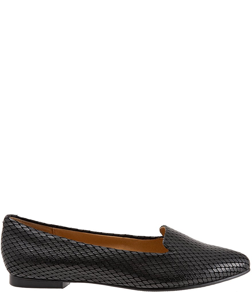 Trotters Harlowe Pattern Detail Leather Flat Loafers