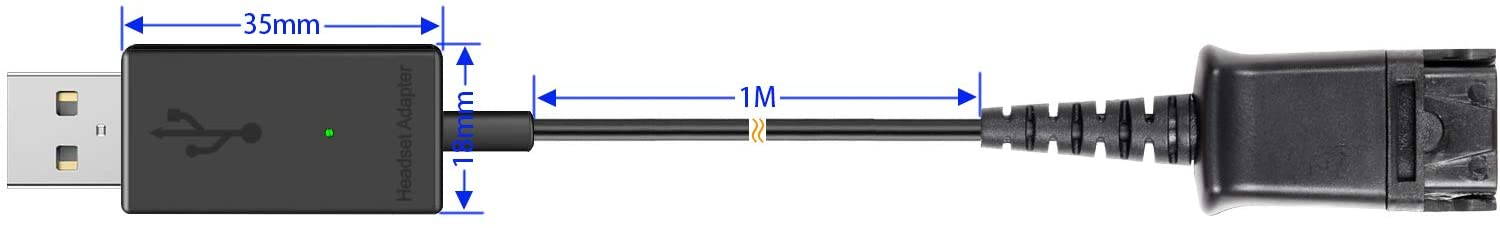 Call Center Office Headset Quick Disconnect QD Cable to USB Plug Adapter Compatible with Plantronics Headset QD Connector Plug to Any Computer Laptop VOIP Softphone
