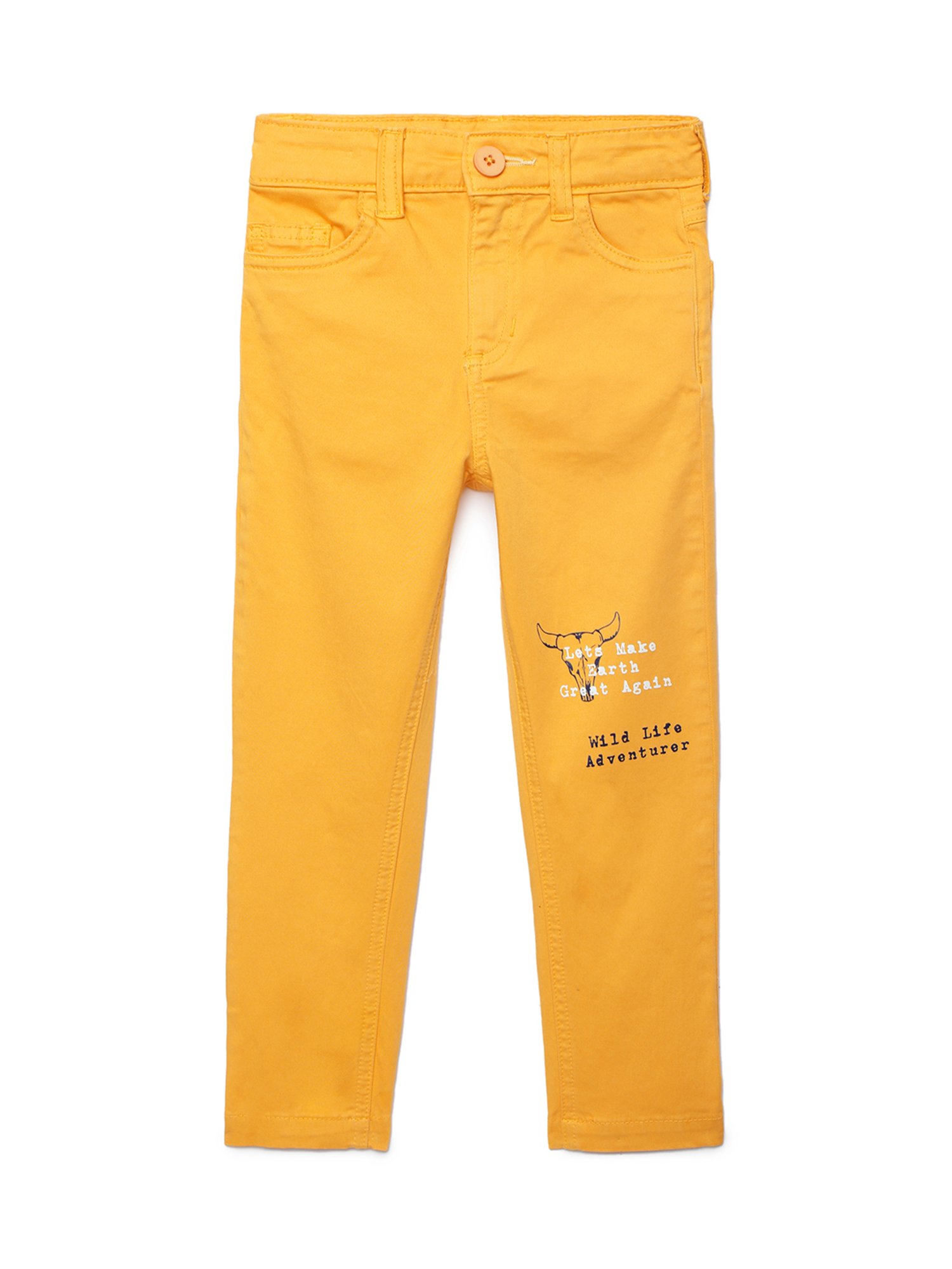 Under Fourteen Only Boys Yellow Solid Trousers