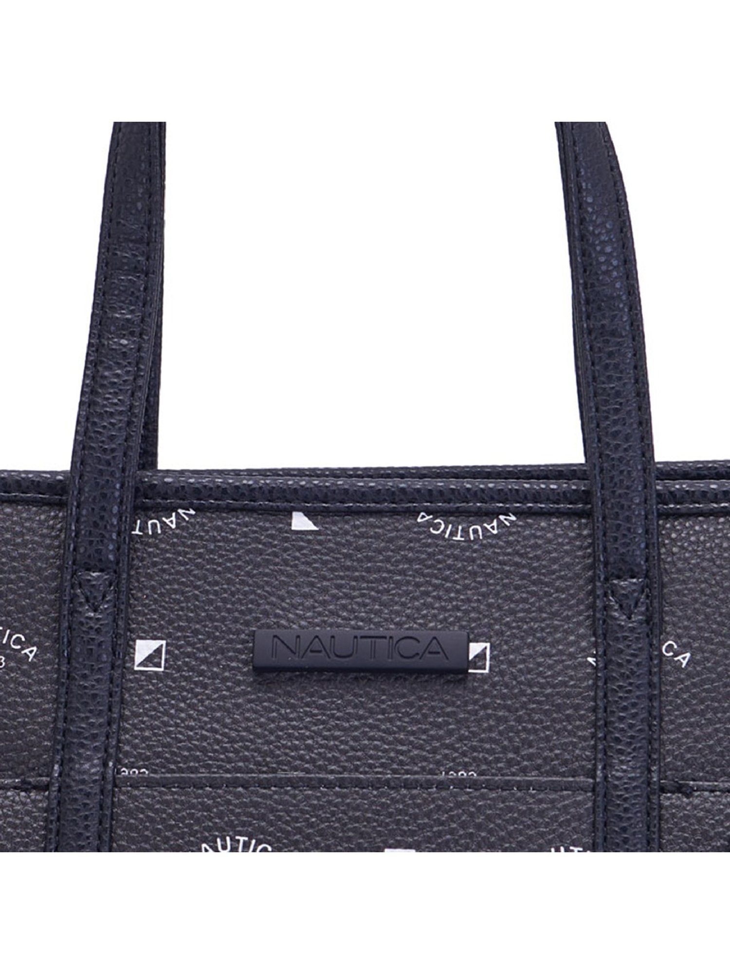 Nautica Black Printed Medium Tote Handbag