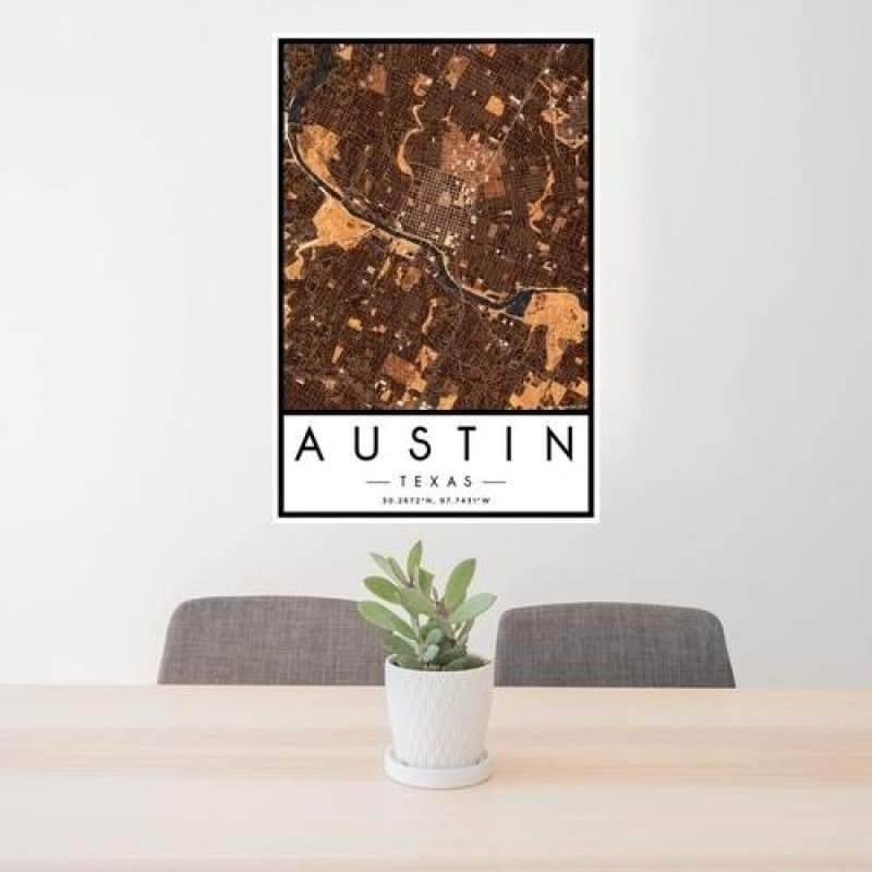 Austin - Texas Map Print in Ember