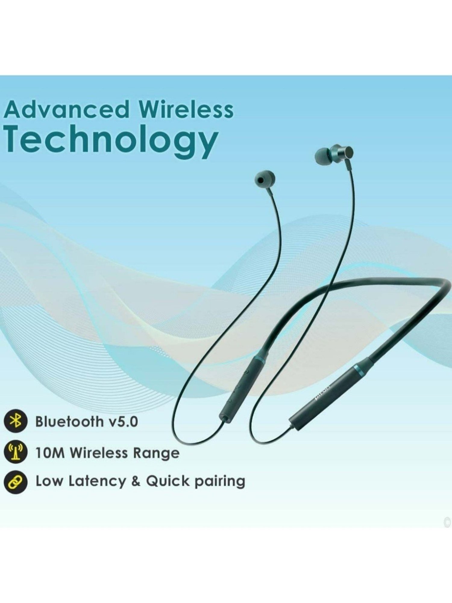 PTron Tangentbeat in-Ear Bluetooth 5.0 Wireless Neckband with Mic (Dark Green)