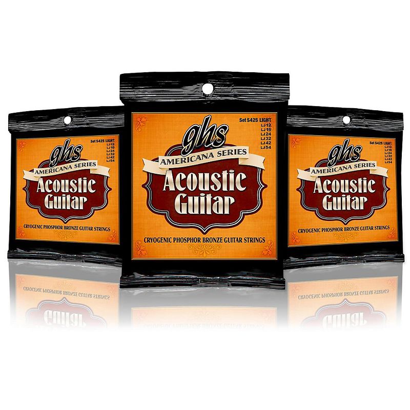 GHS Americana Light Acoustic Guitar Strings (12-54) - 3 Pack