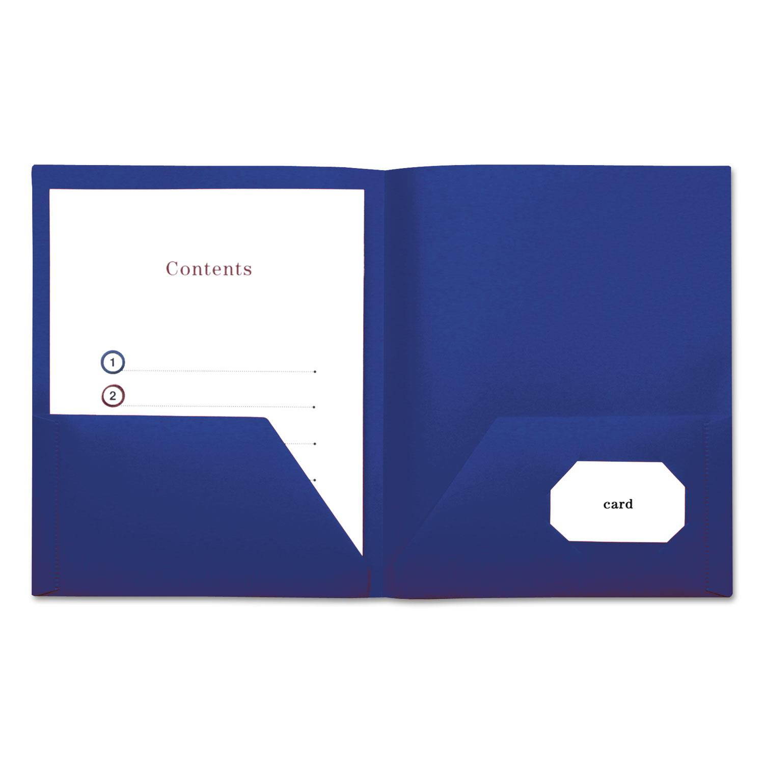 Universal Two-Pocket Plastic Folders, 11 X 8 1/2, Navy Blue, 10/Pack 20541