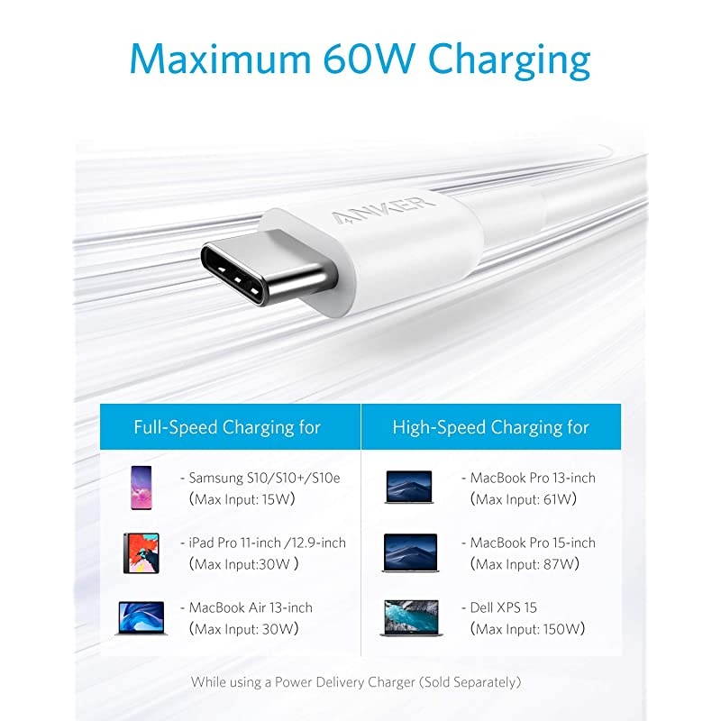 Powerline II USB C to USB C 20 Cable 6ft USBIF Certified Power Delivery PD Charging for Apple MacBook Huawei Matebook iPad Pro 2018 Chromebook Switch and More TypeC DevicesLaptops