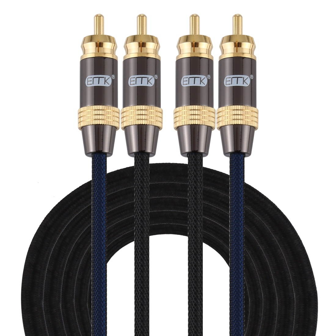 EMK 2 x RCA Male to 2 x RCA Male Gold Plated Connector Nylon Braid Coaxial Audio Cable for TV / Amplifier / Home Theater / DVD, Cable Length:3m