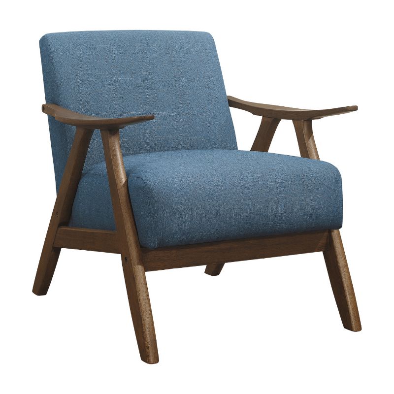 Lexicon Damala Collection Retro Inspired Wood Frame Accent Chair Seat with Polyester Fabric for Living Rooms and Offices, Blue