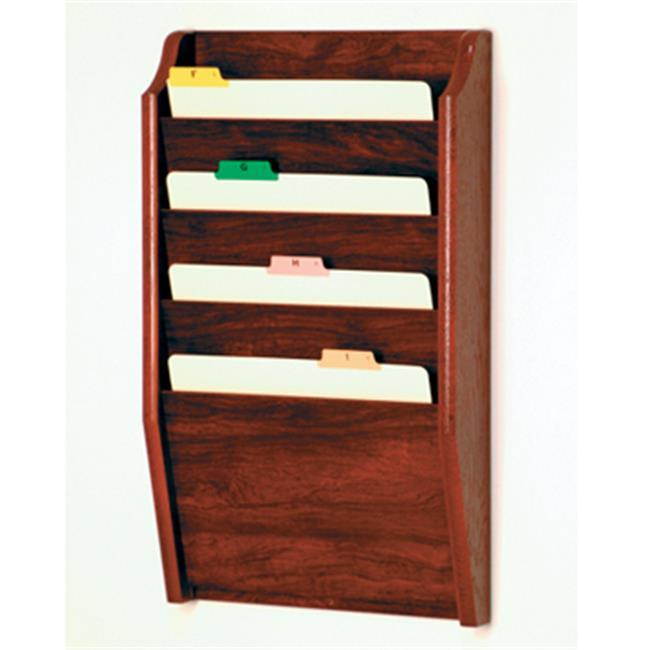 Wooden Mallet Home Office 4 Pocket Letter Size File Holder Wall Display Rack Furniture Rack Mahogany
