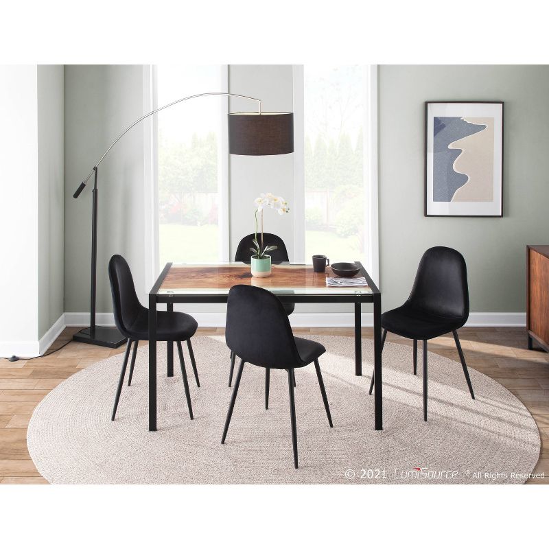 Marble Milan Contemporary Floor Lamp with Linen Shade Black (Includes LED Light Bulb) - LumiSource