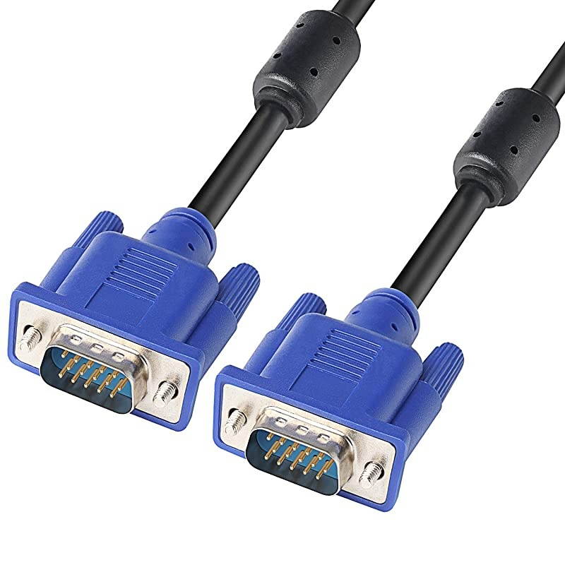 VGA to VGA Monitor Cable HD15 Male to Male for TV Computer Projector (1.5 Feet)