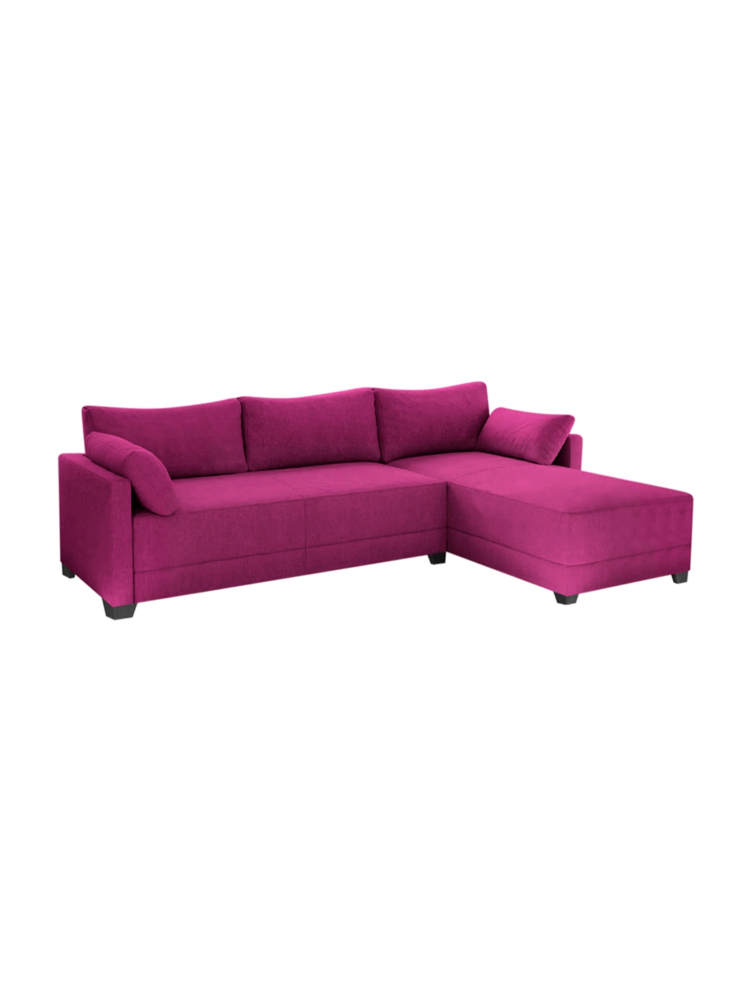Trevi Duke Purple Fabric & Neem Wood 6 Seater RHS Sectional Sofa