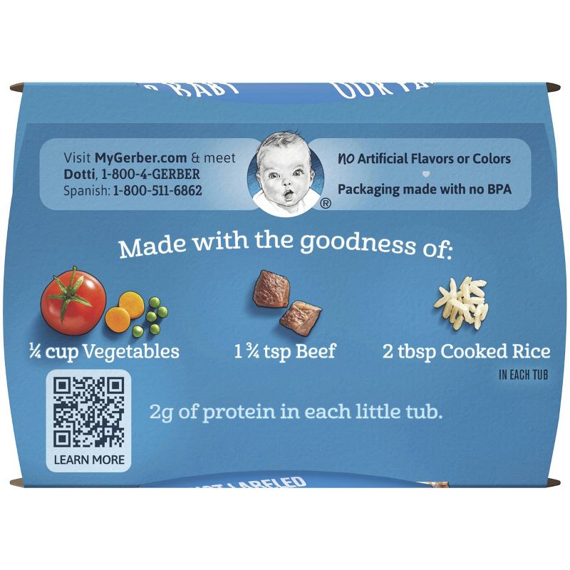 Gerber Sitter 2nd Foods Vegetable Beef Baby Meals Tubs - 2ct/4oz Each