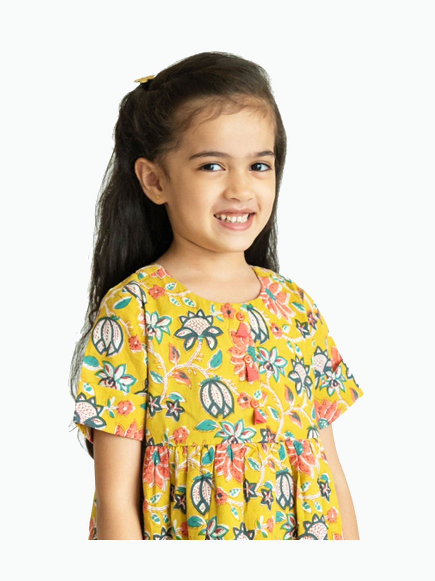 Campana Kids Lime Green Vine Print Dress