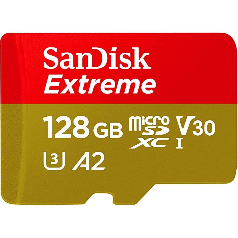 128GB Extreme MicroSDXC UHS-I Memory Card with Adapter - C10, U3, V30, 4K, A2, Micro SD - SDSQXA1-128G-GN6MA