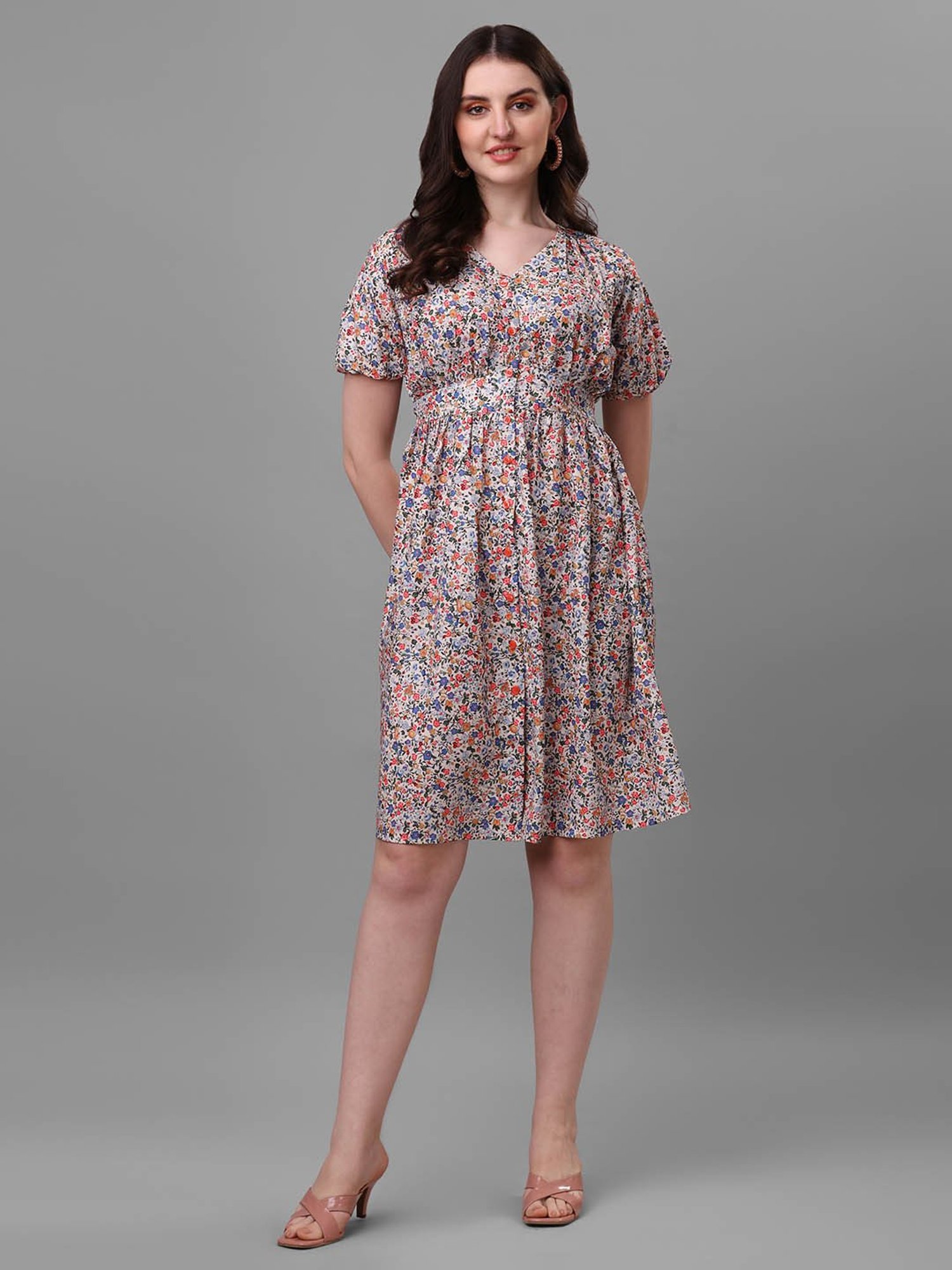 MASAKALI.CO Multicolor Floral Print Fit & Flare Dress