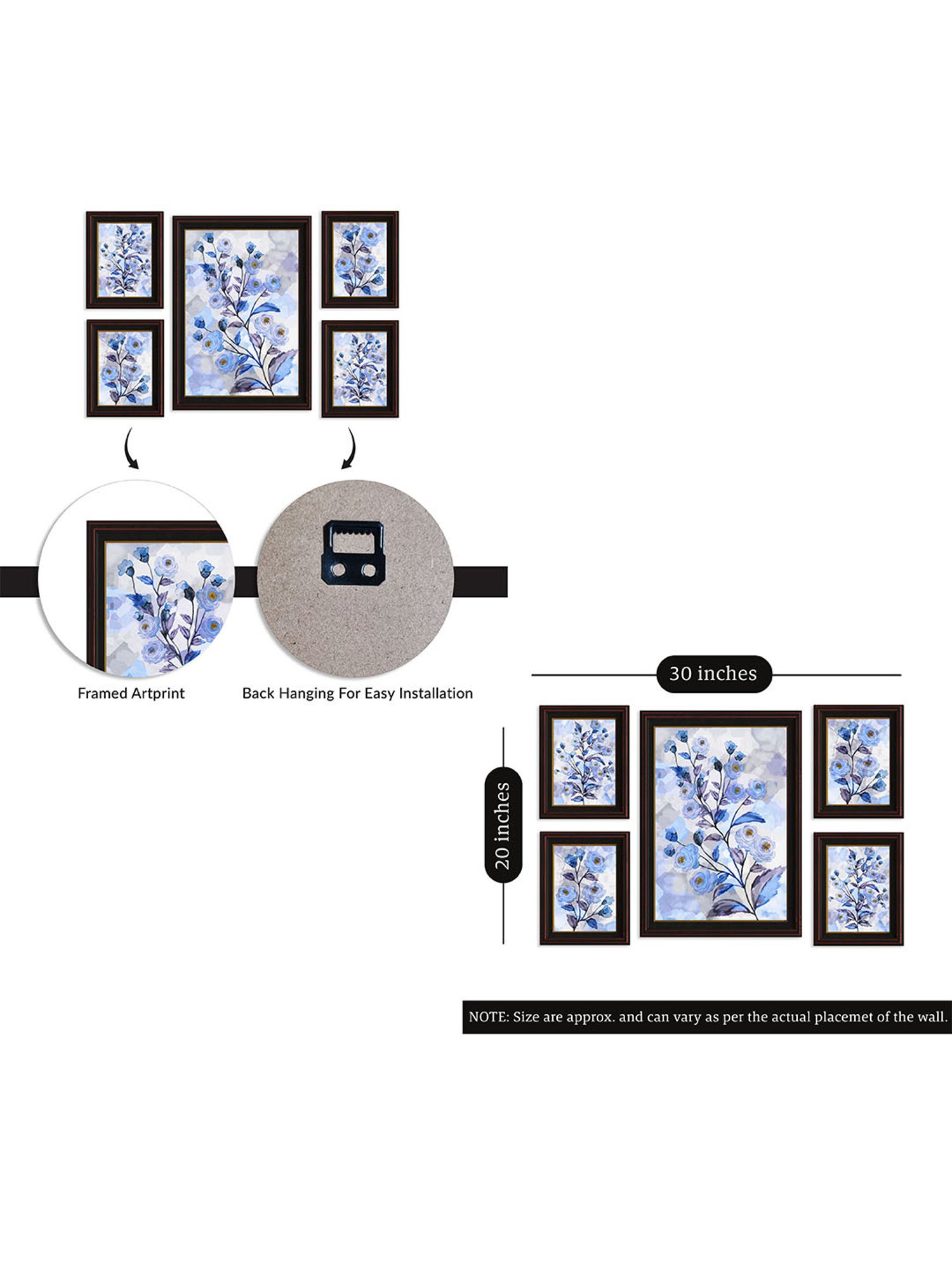 Art Street Printed Black Engineered Wood Photo Frames (Set of 5)