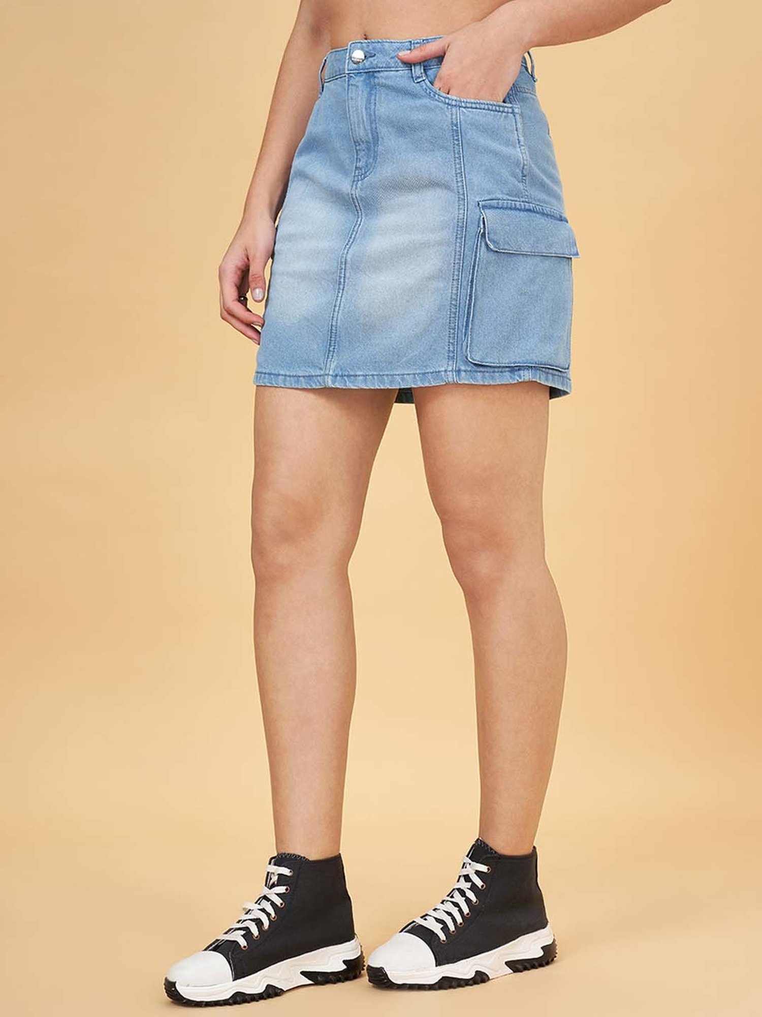 SF Jeans by Pantaloons Blue Cotton Bodycon Skirt