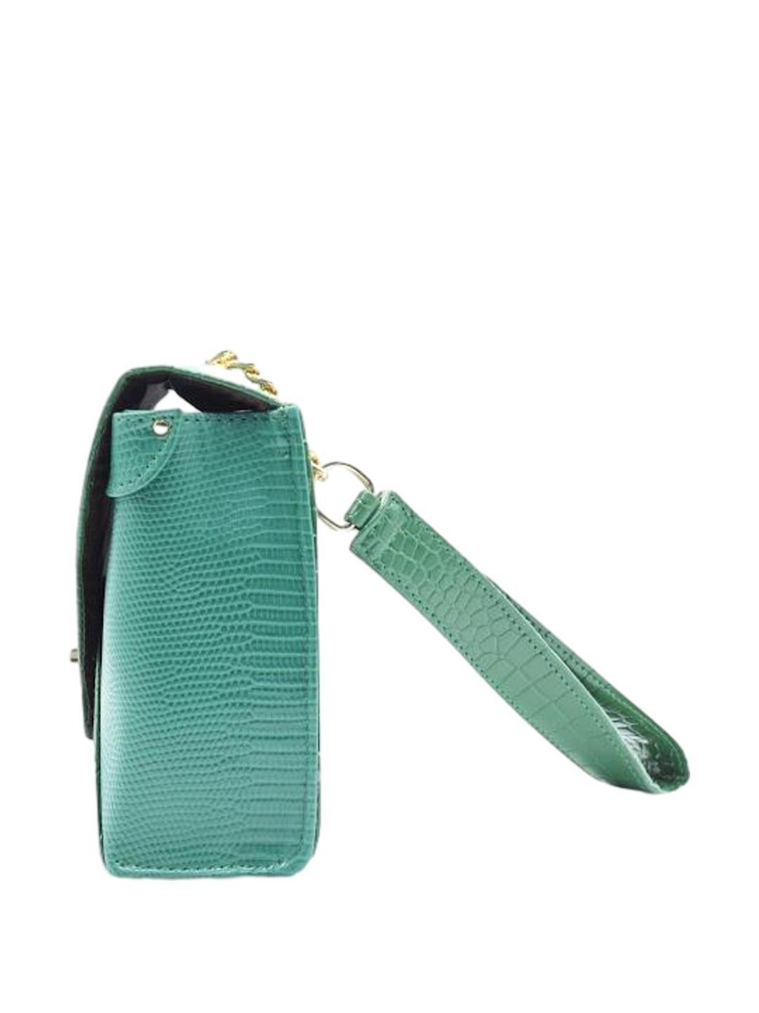 THE HOLISTIK Glititer II Green Textured Medium Handbag