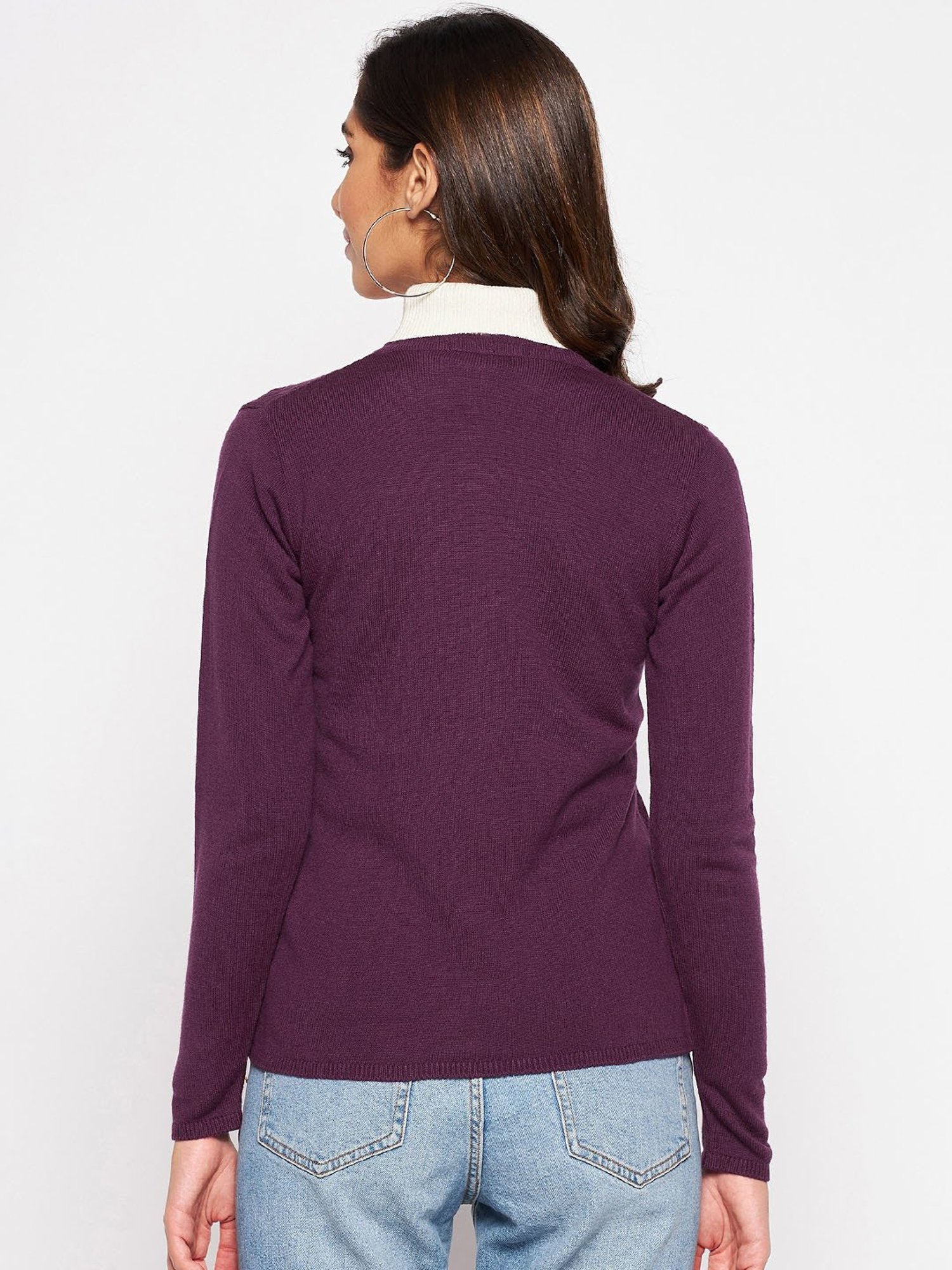 Crozo By Cantabil Purple Cardigans