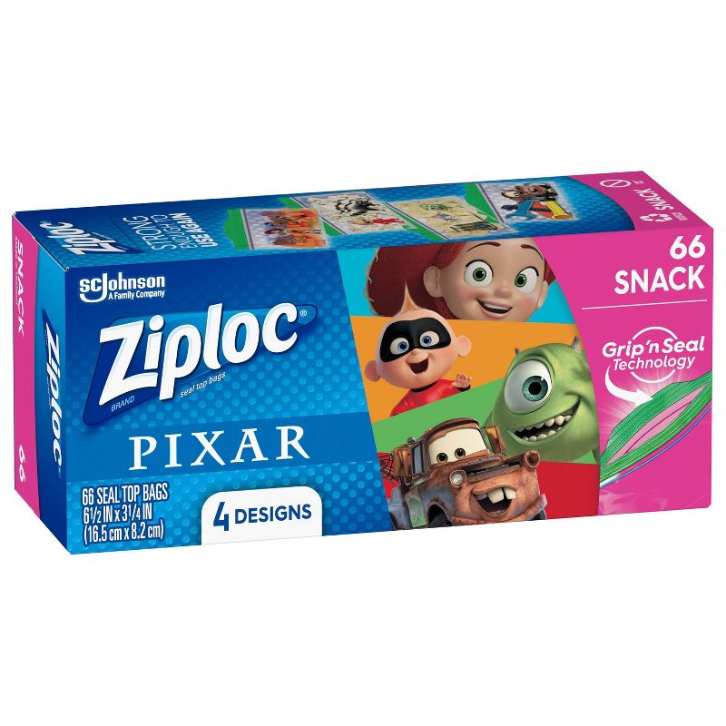 Ziploc Brand Snack Bags featuring Disney and Pixar Designs - 66ct