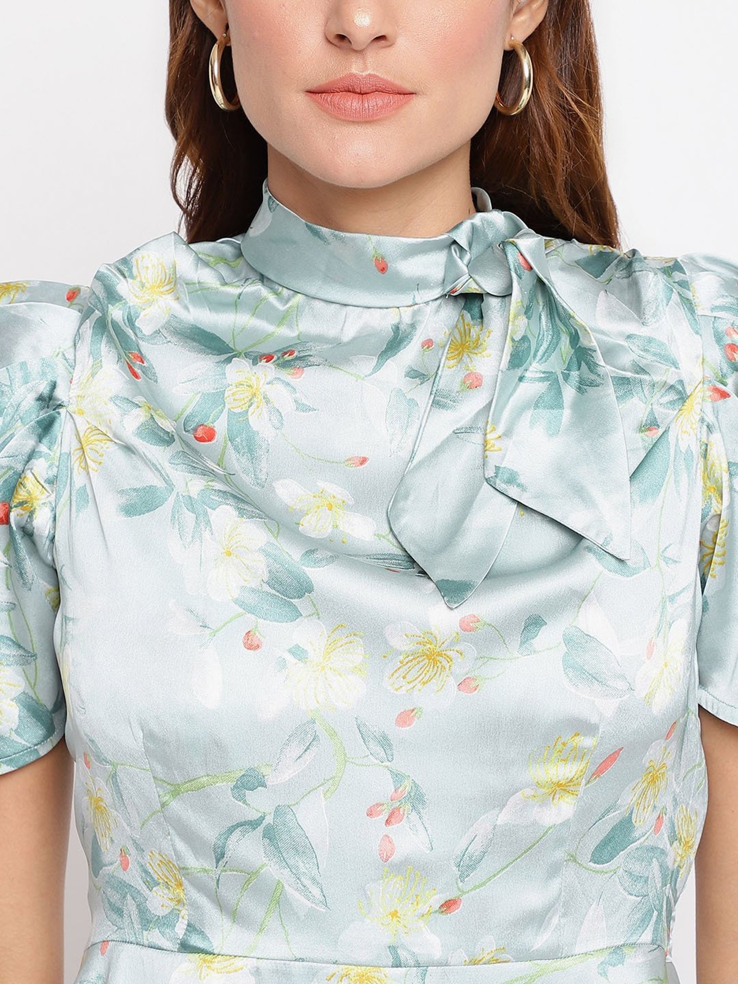 Latin Quarters Mint Floral Print Top