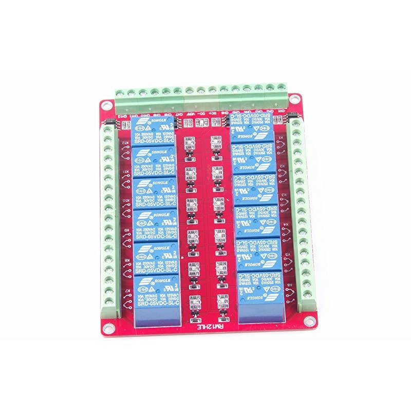 DC 5V 12-Channel 10A Relay Control Module Bi-Directional Isolated Control Module High Low Level Trigger (DC 5V, 10A 12-Channel)