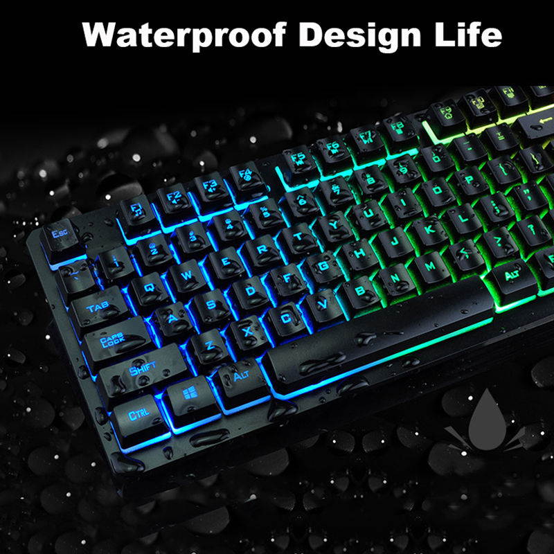 UrChoiceLtd&reg;K-13 Keyboard Mouse Combo Rainbow Backlit Multimedia Ergonomic Usb Gaming Keyboard + Wired 2400DPI 4 Buttons Optical LED Usb Gaming Mouse Sets + Gaming Mouse Pad