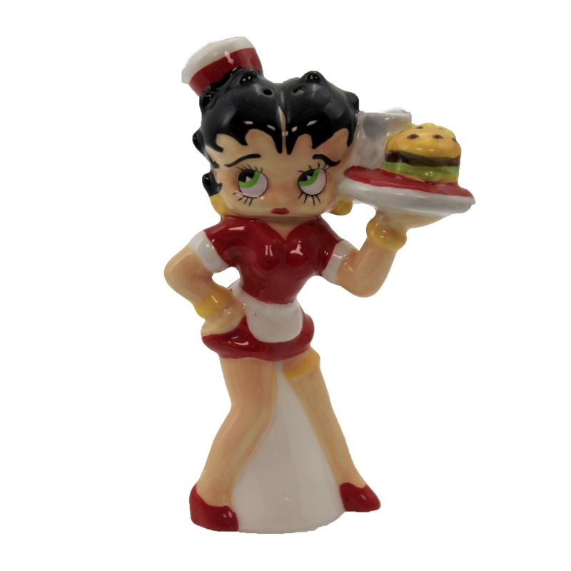 Betty Boop 4.25" Betty Boop Diner Salt & Pepper Waitress Hamburger Fries  -  Salt And Pepper Shaker Sets