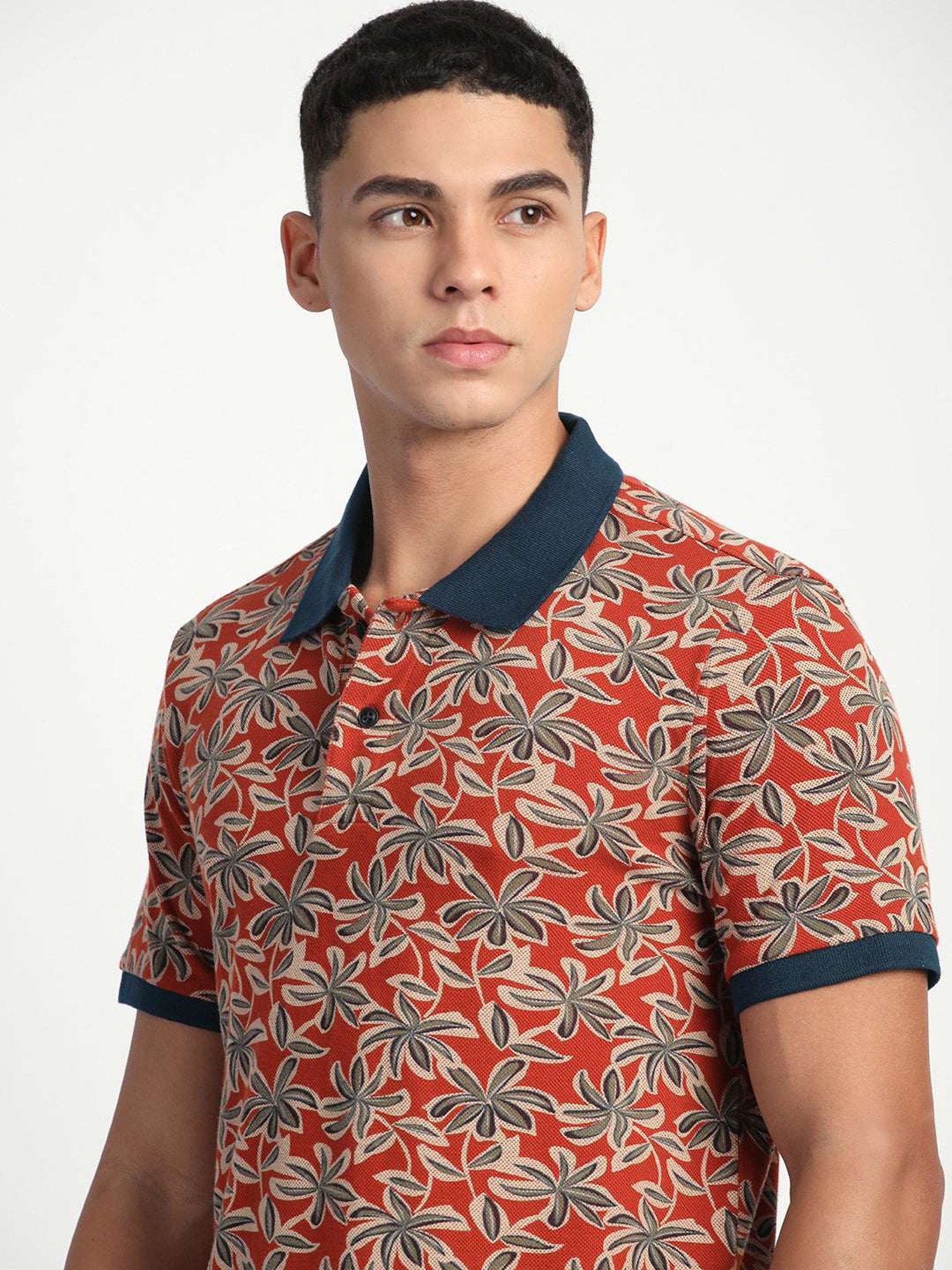 The Bear House Multicolored Cotton Slim Fit Printed Polo T-Shirt