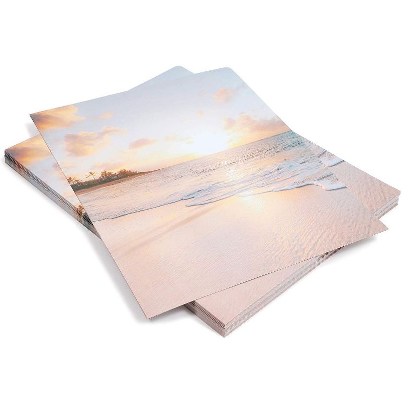 Pipilo Press 96-Sheet Sunset Beach Stationery Paper for Home and Office, 8.5" x 11"