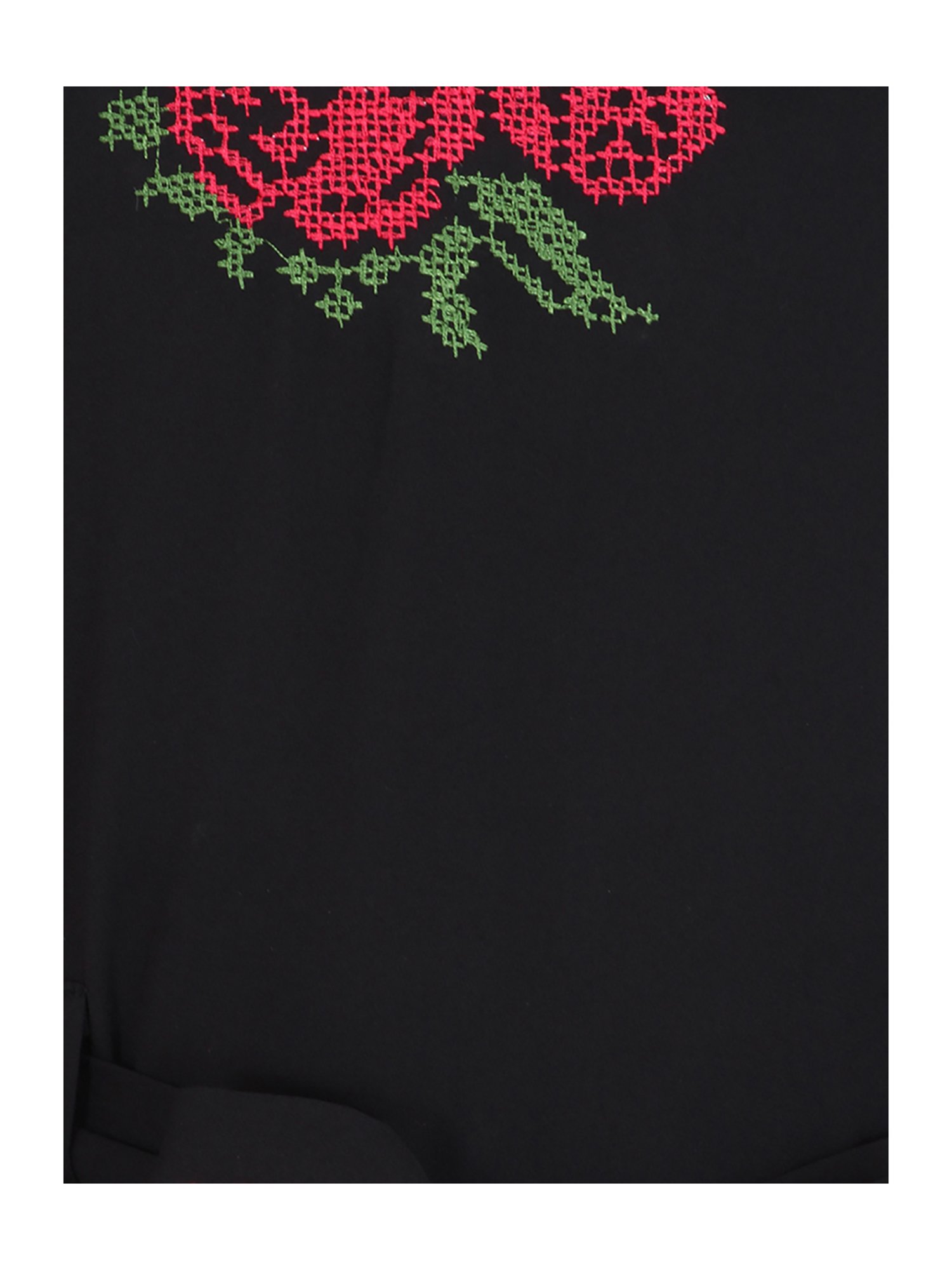 Cutecumber Kids Black Embroidred Dress With Ribbon Belt