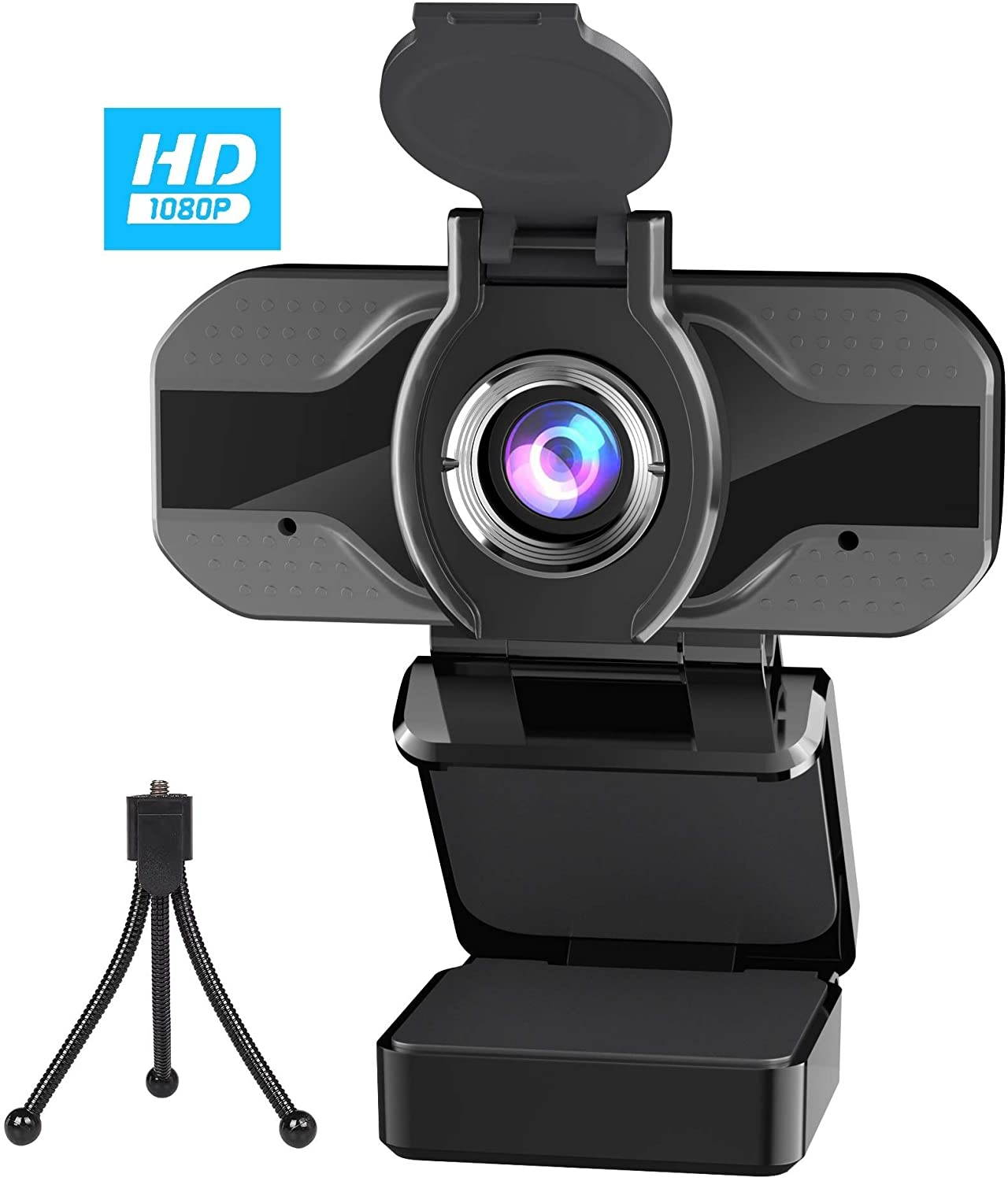 easyday Webcam with Microphone, 1080P HD USB Computer Camera with Privacy Shutter&Webcam Tripod, Streaming Webcam with Flexible Rotable Wide Angle Webcam for PC Zoom Video/Gaming/Laptop