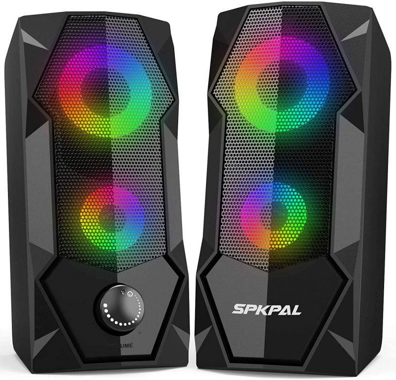 Computer Speakers  RGB Gaming Speaker PC 2.0 Wired USB Powered Stereo Volume Control Dual Channel Multimedia AUX 3.5mm for Laptop Desktop Tablet Phone Monitors