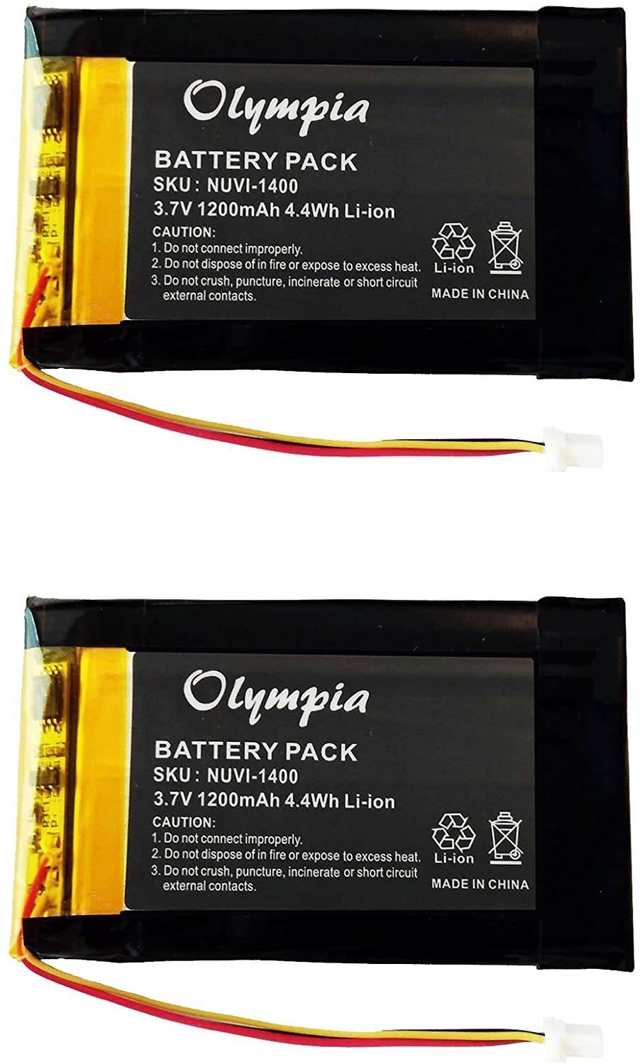 2 Pack Replacement Battery for Garmin Nuvi 1460 GPS Navigation System (1200mAh, 3.7V, Li-Pol)