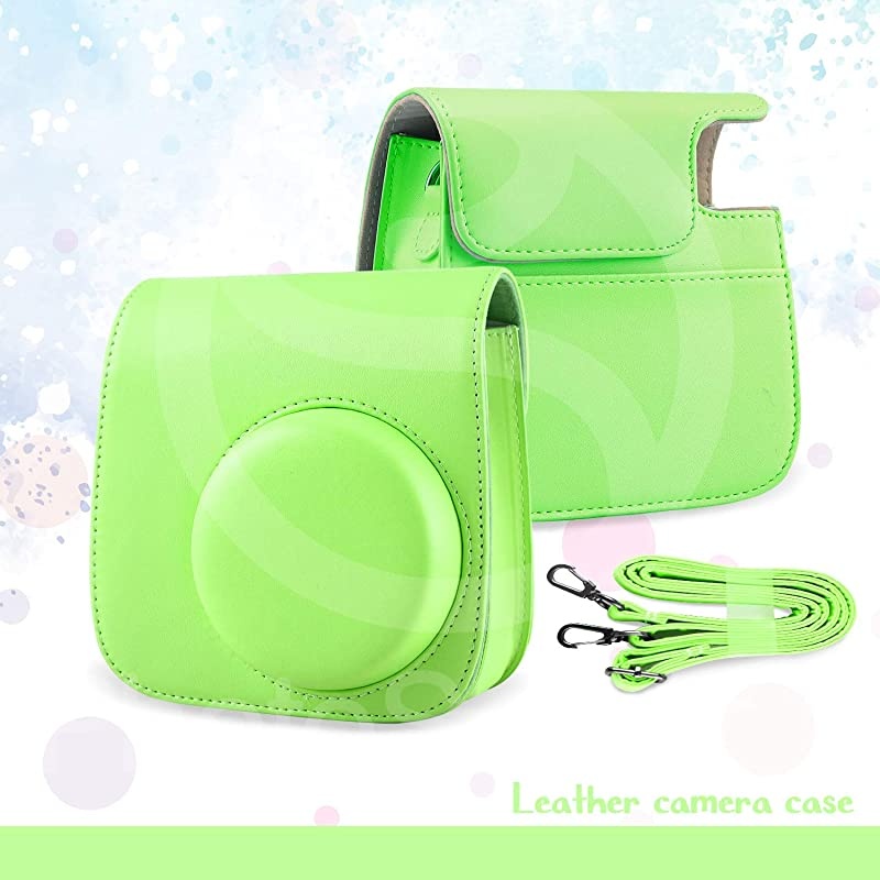 Instax Mini 9 Lime Green 13 Piece Accessory Bundle Includes Camera Case with Strap, Selfie Lens, Photo Album, Decorative Stickers, Colorful Frames and a Whole Lot More