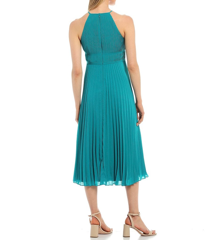 Aidan Aidan Mattox Halter Pleated Sleeveless Midi Dress