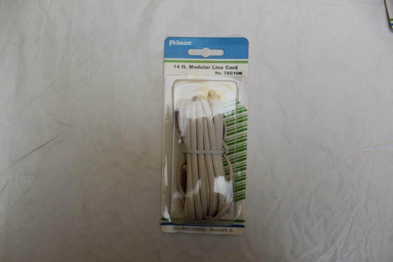 14 foot Modular Line / RJ11 / Telephone Cord 4 Pin in White. 24 per Order.