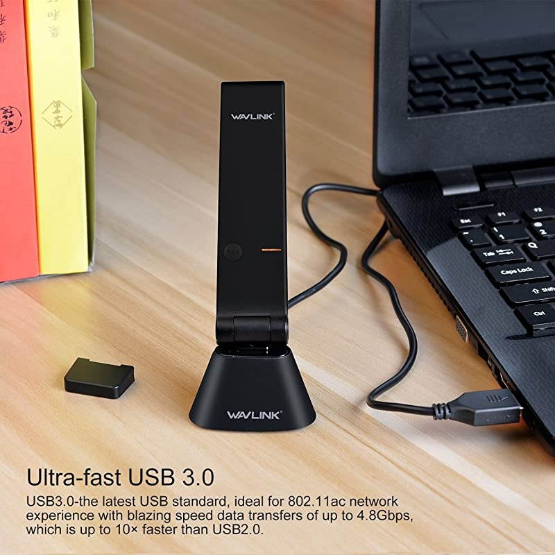 USB WiFi Adapter 1300Mbps  Wireless Dual Band USB30 WiFi Dongle with Included USB Mini DockCradle 80211 ac Wireless Network Adapter with WPS Function for Desktop Windows Mac OS X