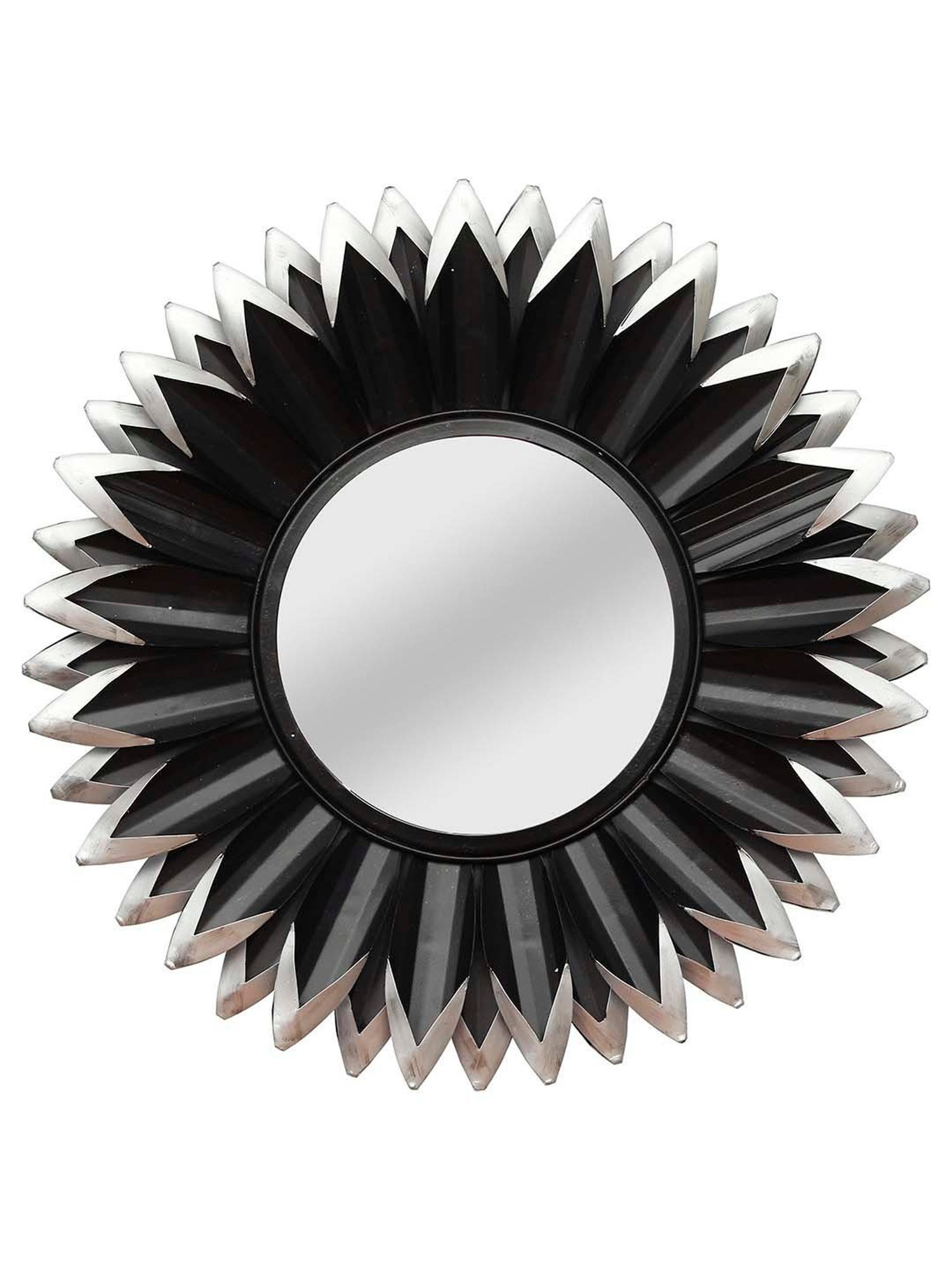 CHRONIKLE Black Iron Sun Burst Style Round Wall Mirror