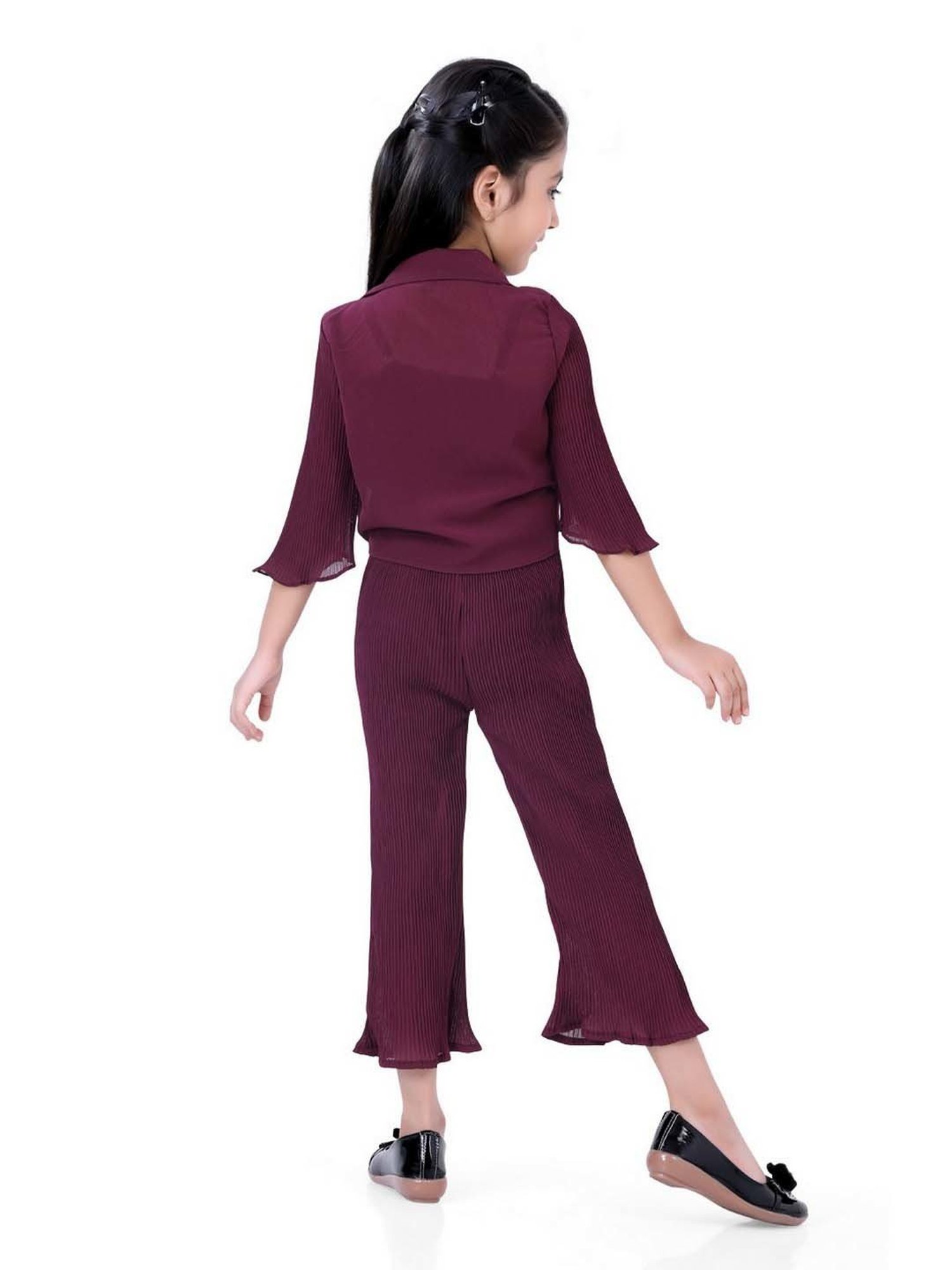 poplins Kids Purple Cotton Regular Fit Jumpsuit