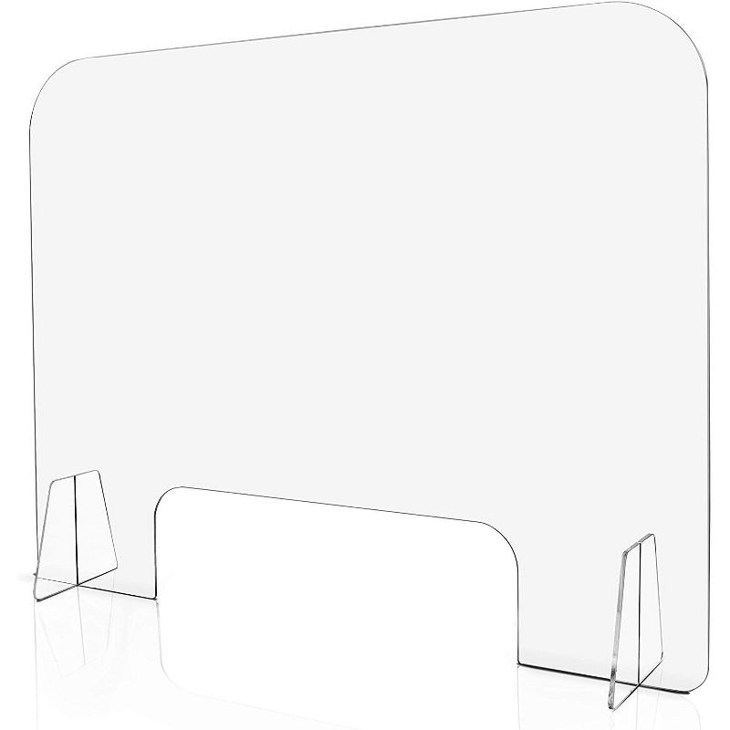 Okuna Outpost Sneeze Guard Acrylic Protective Shield for Desk & Counters, Free Standing Cough Protection Barrier (36 x 26 inches)