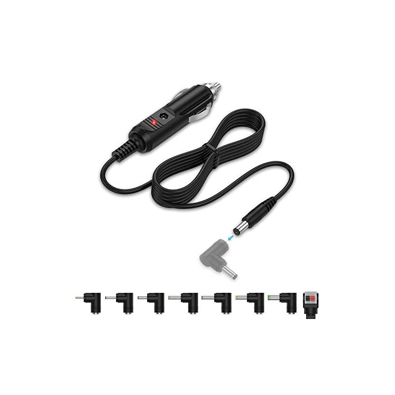 DC 12V 2A Car Charger Universal Power Cord with 8 Connector Tips for DVD Player GPS Bluetooth Speakers Breast Pump Piano Keyboard External Hard Drive