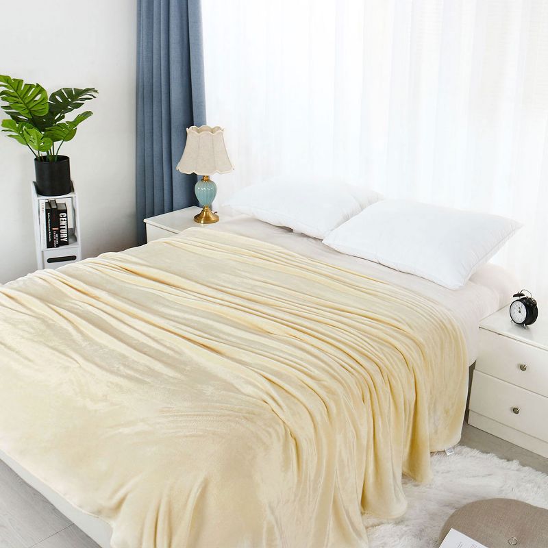 1 Pc Queen Faux Fur Lambswool Reversible Plaid Pattern Bed Blankets Purple  - PiccoCasa